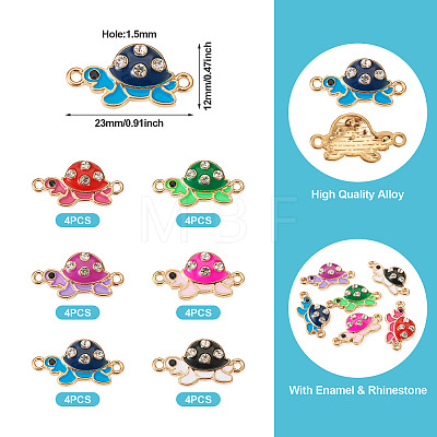 24Pcs 6 Colors Alloy Enamel Connector Charms ENAM-TA0001-58-1