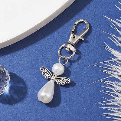 Angel ABS Plastic Imitation Pearl Pendant Decorations HJEW-JM01359-02-1
