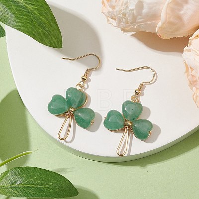 Natural Green Aventurine Pendants Dangle Earrings EJEW-JF02785-01-1