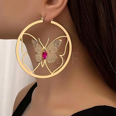Alloy & Rhinestone Hoop Earrings FS-WGBCAF6-01-1