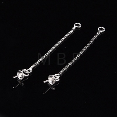 Anti-Tarnish Trendy Rhodium Plated 925 Sterling Silver Ear Threads STER-M088-26C-1