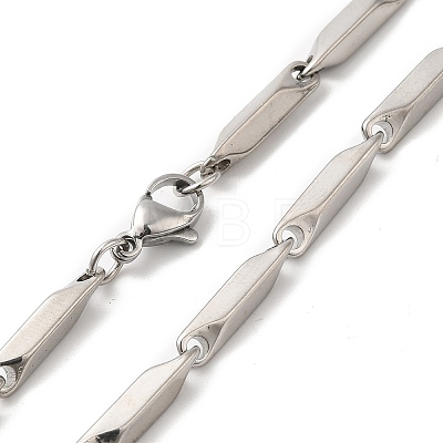 201 Stainless Steel Rectangle Bar Link Chain Necklace NJEW-Q316-01C-P-1