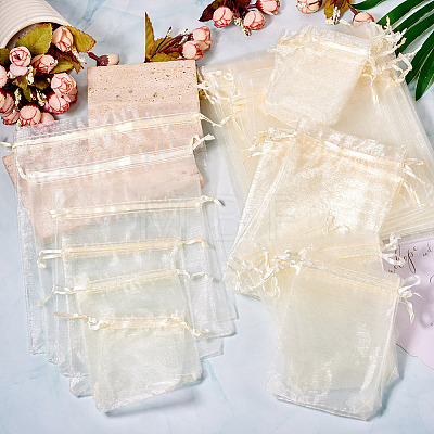 60Pcs 6 Styles Rectangle Organza Bags Jewellery Storage Pouches Wedding Favour Party Mesh Drawstring Gift Bags OP-TA0001-09-1