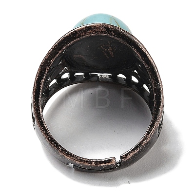 Synthetic Turquoise Oval Adjustable Rings RJEW-K271-06R-24-1