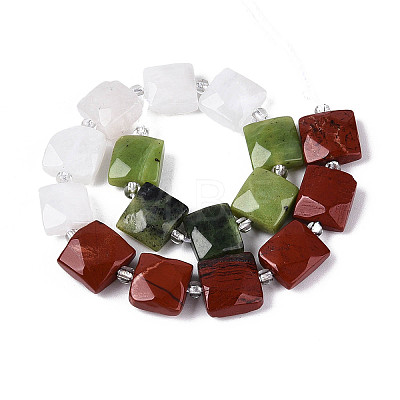 Natural Canada Jade & Red Jasper & Rainbow Moonstone Beads Strands G-T144-18B-01-1