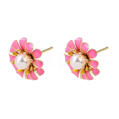 Brass Enamel Stud Earrings KK-CBA8324-27G-03-1