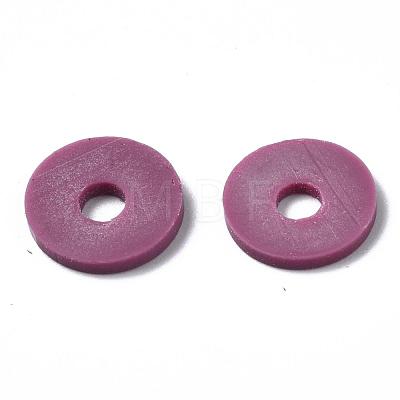 Flat Round Handmade Polymer Clay Beads CLAY-R067-10mm-05-1