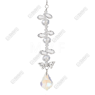 3Pcs Leaf Glass Hanging Suncatchers HJEW-TADJ0014-1