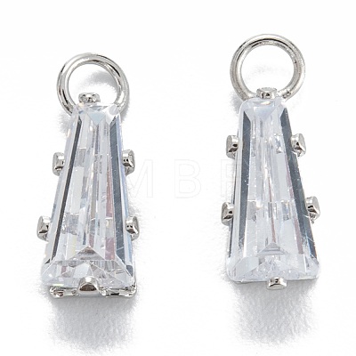 Brass Clear Cubic Zirconia Charms ZIRC-G170-10P-1