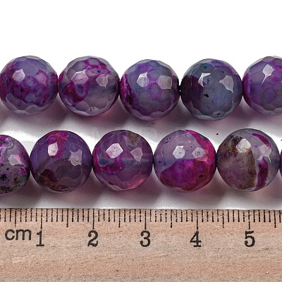 Faceted Natural Fire Crackle Agate Beads Strands G-F447-12mm-N01-1