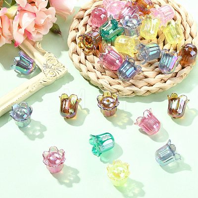 50Pcs UV Plating Opaque Acrylic Beads MACR-CJ0002-22-1