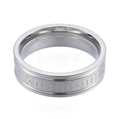 201 Stainless Steel Roman Numeral Finger Ring for Women RJEW-N043-08P-1