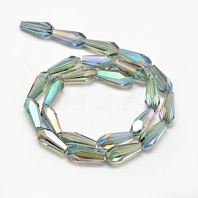 Full Rainbow Plated Faceted Teardrop Glass Bead Strands EGLA-J096-FR05-1