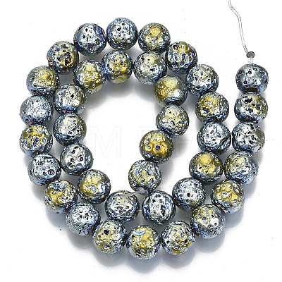 Electroplated Natural Lava Rock Beads Strands G-S352-30D-04-1