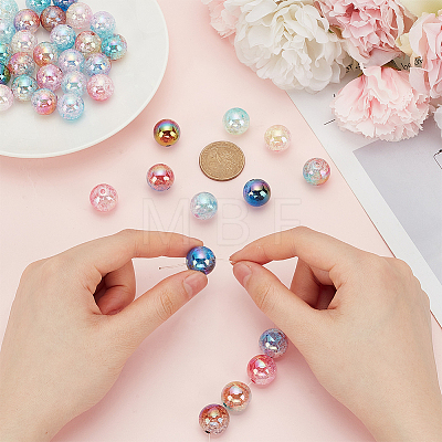 50Pcs UV Plating Iridescent Transparent Crackle Acrylic Beads MACR-SP0001-05-1
