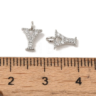 Initial Letter Brass Micro Pave Cubic Zirconia Pendants ZIRC-F008-Y-1