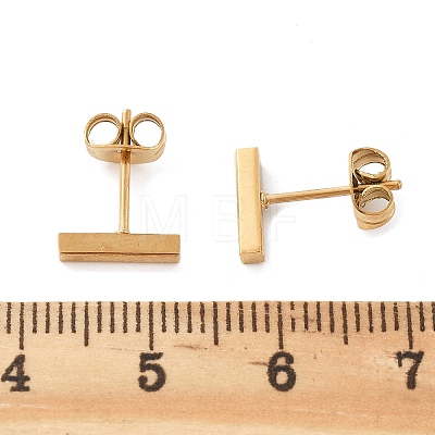 Cuboid Ion Plating(IP) 304 Stainless Steel Stud Crawler Earrings EJEW-O052-45G-1