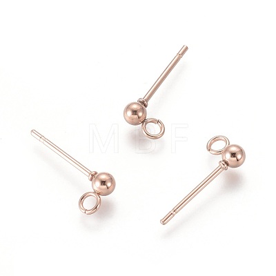 304 Stainless Steel Stud Earring Findings X-STAS-H410-10RG-1