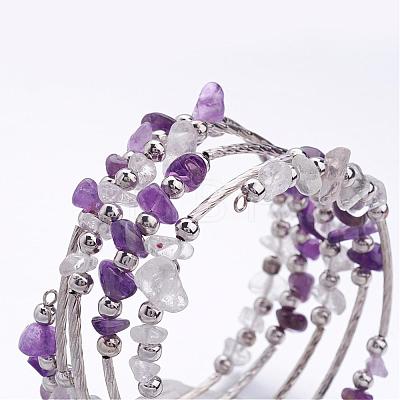 Five Loops Wrap Amethyst Beads Bracelets BJEW-JB02589-05-1