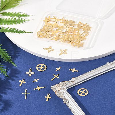 60Pcs 10 Styles 201 and 304 Stainless Steel Pendants STAS-FS0001-90-1