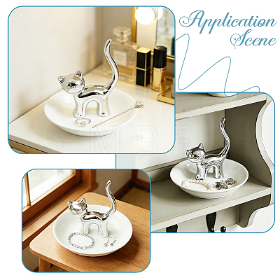 1Pc Cat Shape Ceramic Jewelry Decorative Plates ODIS-BBC0001-11B-1