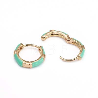 Brass Micro Pave Clear Cubic Zirconia Huggie Hoop Earrings EJEW-I240-02E-1