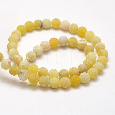 Frosted Natural Weathered Agate Beads Strands G-F367-8mm-11-1