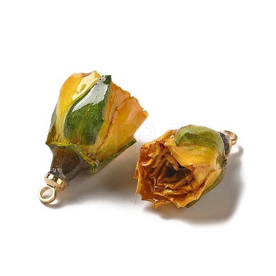 Preserved Rose with Golden Alloy Pendants FIND-M010-01C-1