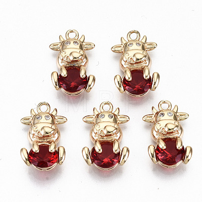 Brass Glass Rhinestone Pendants GLAA-S179-30B-RS-1