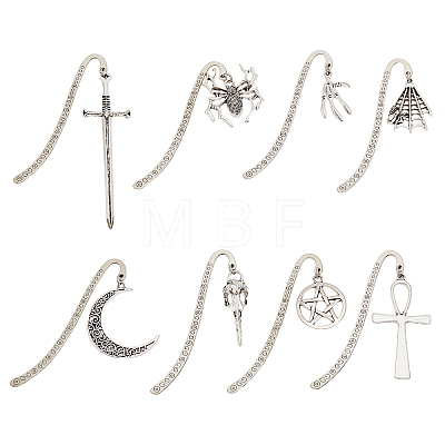 SUPERFINDINGS 1 Set Gothic Style Alloy Hook Bookmarks AJEW-FH0003-75-1