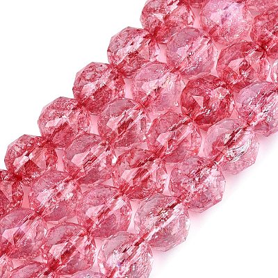 Crackle Transparent Glass Beads Strands GLAA-Q108-02A-10-1