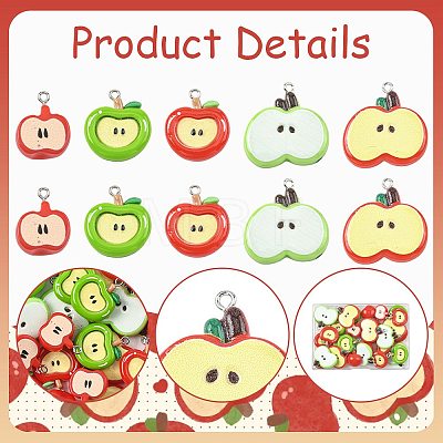 32Pcs 5 Styles Opaque Resin Pendants RESI-FS0002-39-1