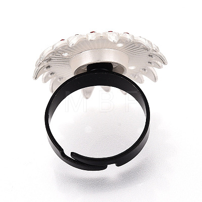 Adjustable Flower Alloy & Iron Rhinestone Bezel Cup Ring Base with Rotatable Tray MAK-T012-09S-1