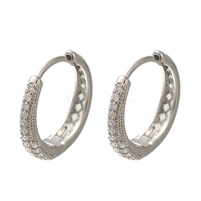 Rack Plating Brass Micro Pave Cubic Zirconia Hoop Earrings EJEW-H143-25P-1