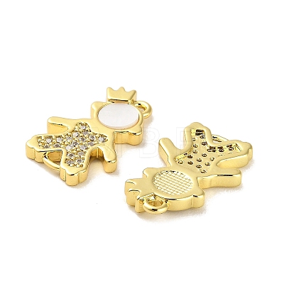 Brass Micro Pave Clear Cubic Zirconia Prince Connector Charms KK-K365-15B-G-1