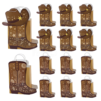12Pcs 2 Styles Cowboy Boot Shape Paper Gift Tote Bags Kits ABAG-WH0083-013B-1