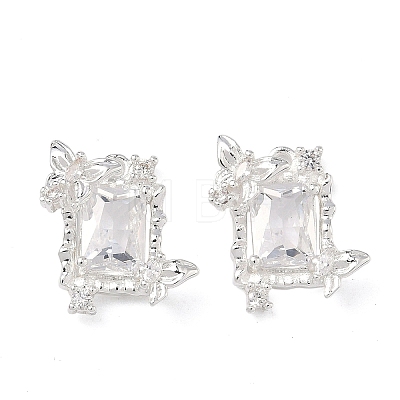 Brass Pave Clear Cubic Zirconia Pendants KK-C168-22S-1