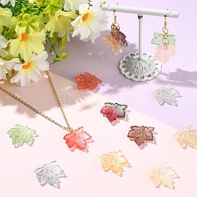 90Pcs 9 Colors Baking Paint Transparent Glass Pendants DGLA-CJ0001-05-1