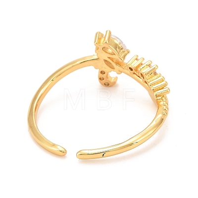 Brass Micro Pave Cubic Zirconia Cuff Ring RJEW-F118-08-1
