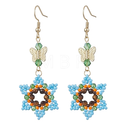Glass Seed & Glass Beaded Dangle Earrings EJEW-MZ00691-1