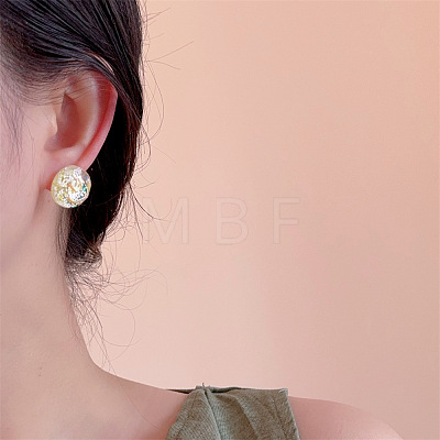 Transparent Acrylic Smiling Face Stud Earrings with Sequins FS-WG0A61D-02-1