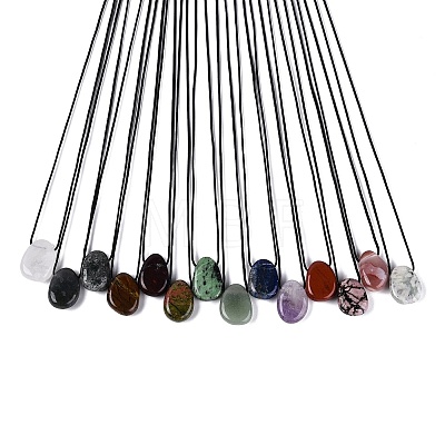 Natural & Synthetic Mixed Gemstone Pendant Necklaces NJEW-Q352-01-1