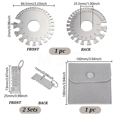 2 Styles Stainless Steel Wire Gauge Measurement Tool Sets DIY-GA0007-71-1