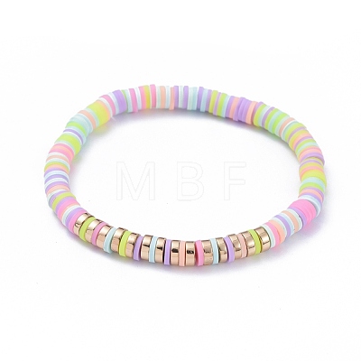 Handmade Polymer Clay Heishi Beads Stretch Bracelets BJEW-JB05300-03-1