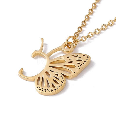 Initial Letter with Butterfly Pendant Necklace LS-NJEW-C026-01G-C-1