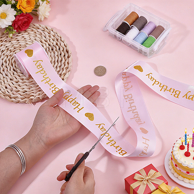 10Yards Polyester Happy Birthday Ribbon OCOR-FG0003-41A-1