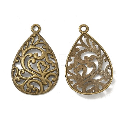 Tibetan Style Alloy Filigree Teardrop Pendants X-TIBEP-Q041-042AB-NR-1