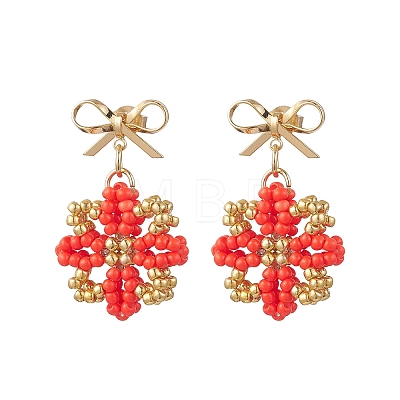 Glass Seed Beads Dangle Stud Earrings EJEW-MZ00702-1