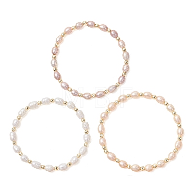 Natural Cultured Freshwater Pearl Beads Stretch Bracelets for Women BJEW-JB13540-1