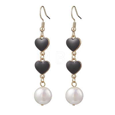 Natural Keshi Pearl Heart Dangle Stud Earrings EJEW-JE06725-1